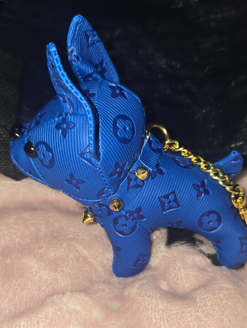 Blue Designer-Inspired Dog Charm Keychain